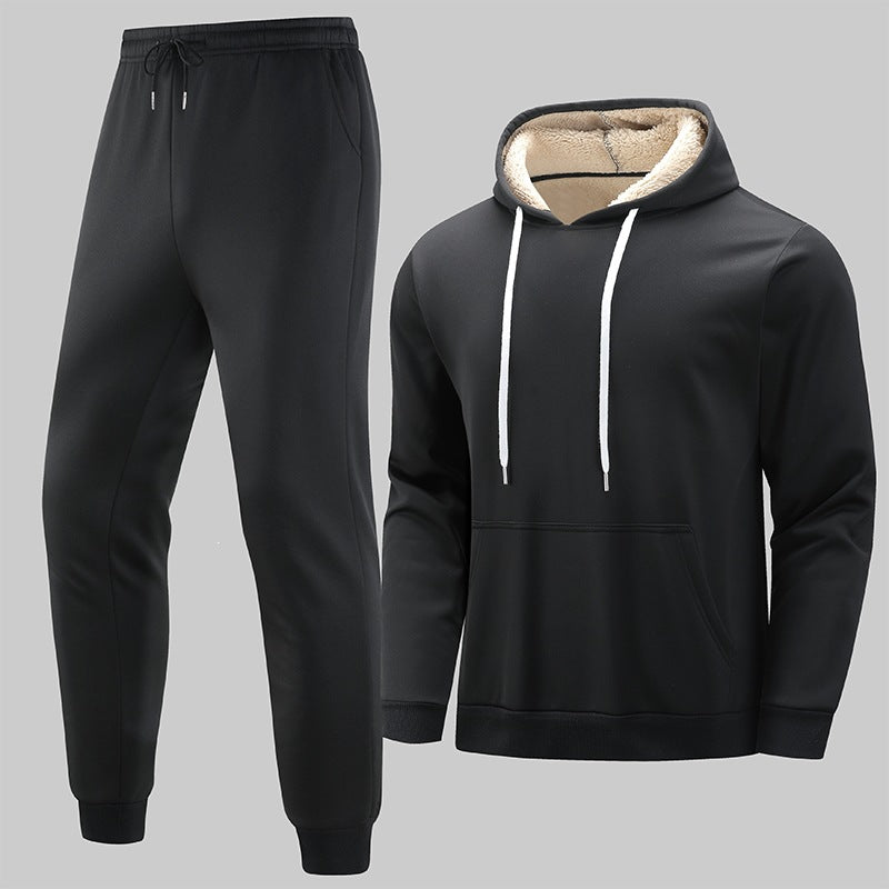 Men's Insulated Leisure Set with Teddy Lined Hoodie & Thermal Jogging Pants Chichicherry