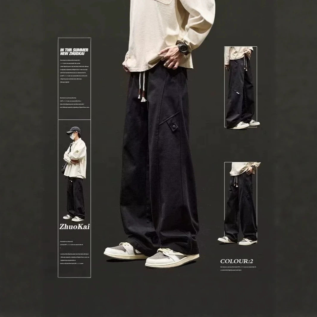 Men's Loose-Fitting Utility Pants with Side Pockets Chichicherry
