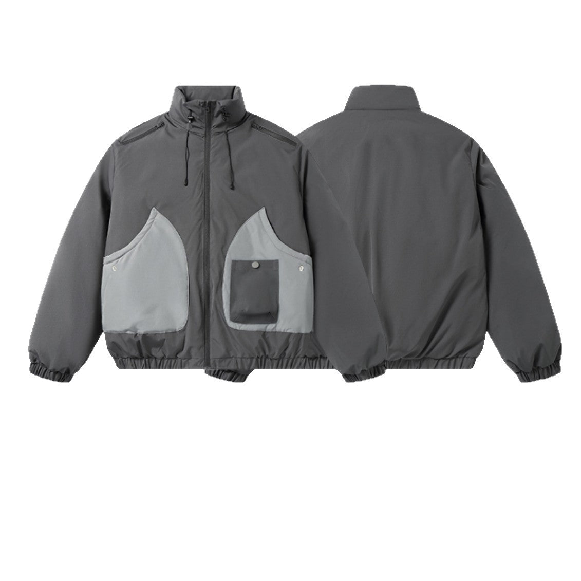 Men's short-cut two-tone utility transition jacket with high stand-up collar and large front pockets Chichicherry