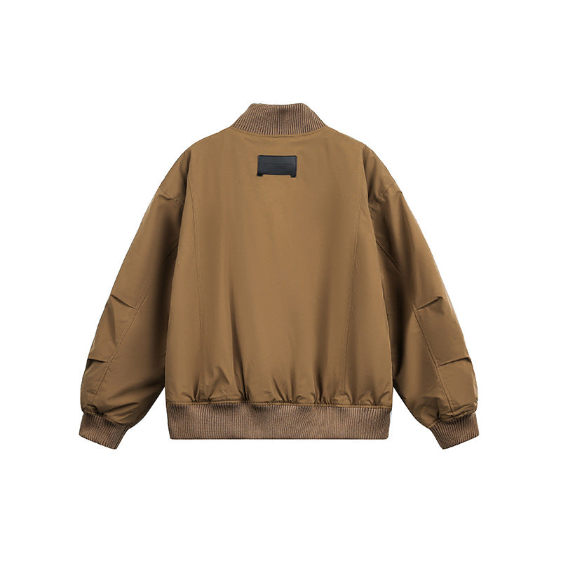 Unisex Boxy Bomber Jacket in Oversize Style with Ribbed Cuffs and Two-Way Zipper Chichicherry