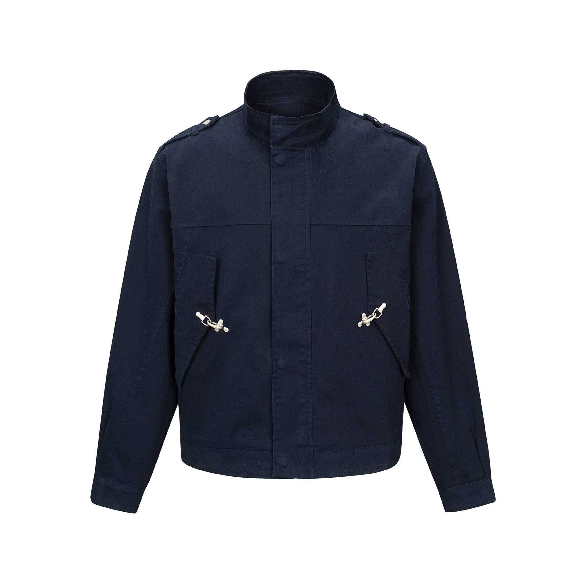 Men's short jacket in field style with funnel collar, shoulder flaps, and utility pockets Chichicherry