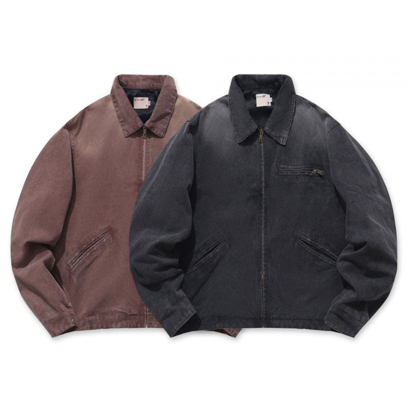Men's Casual Worker Jacket made of soft canvas with zipper Chichicherry