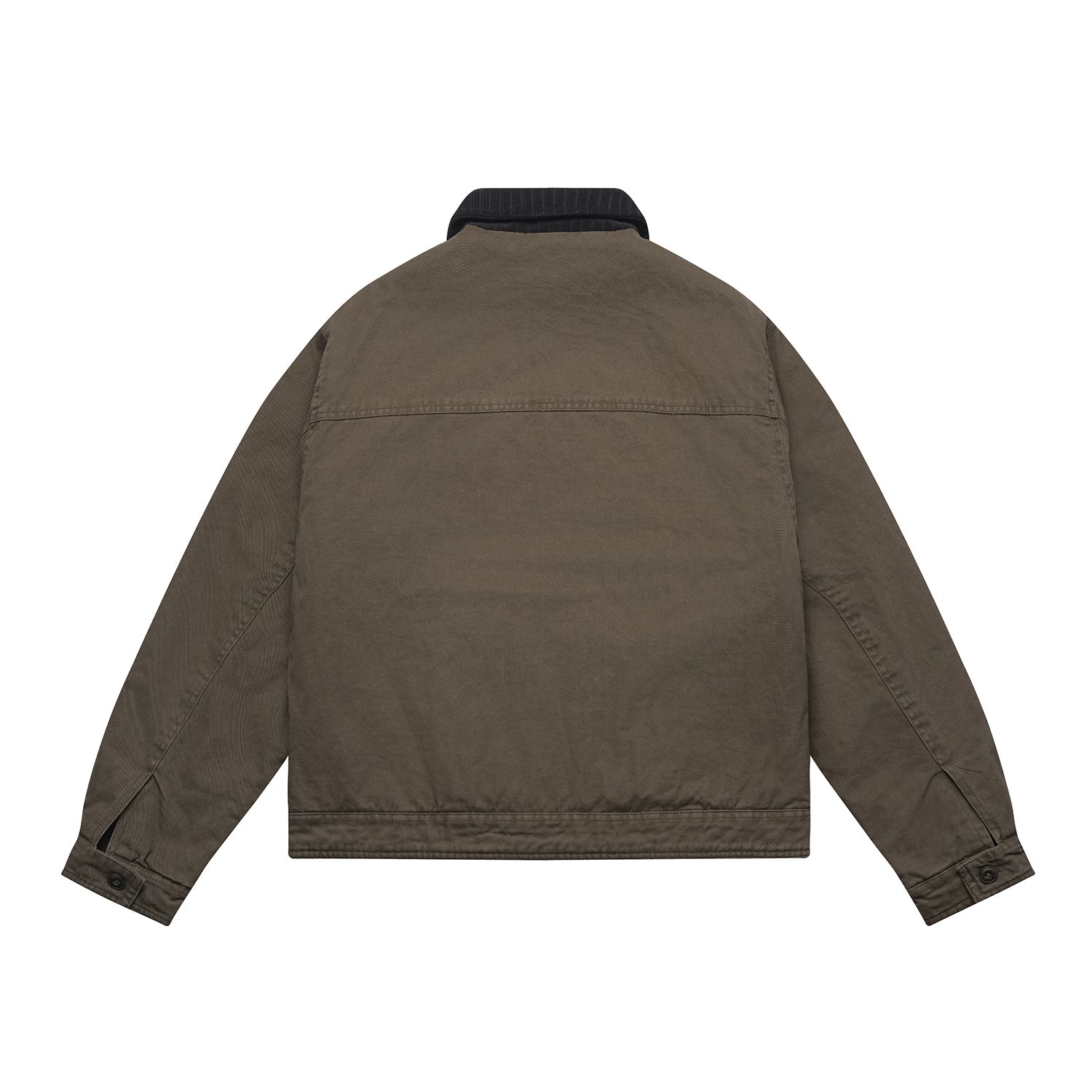 Men's Oversized Canvas Blouson Jacket with Cord Collar and Flap Pockets Chichicherry