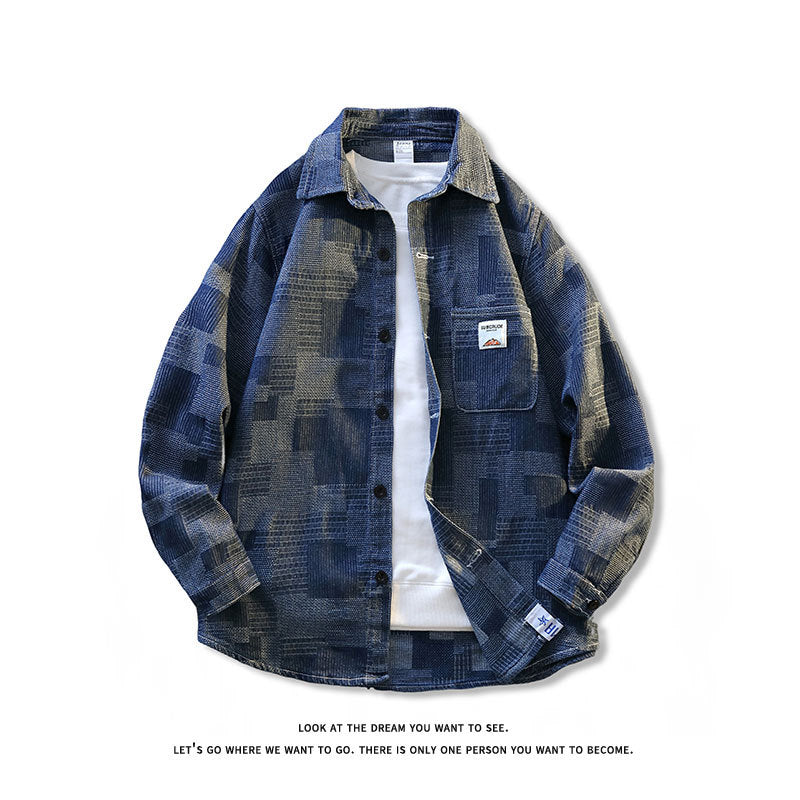 Men's Structured Overshirt Jacket in Cord with Patch Chest Pocket Chichicherry