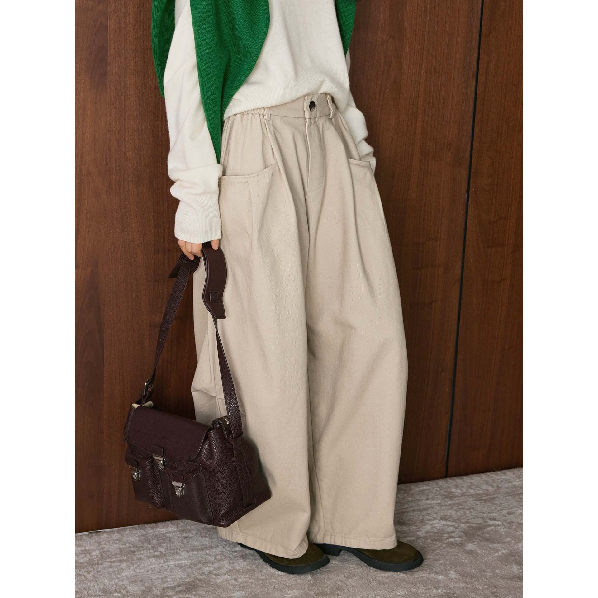Women's High-Waisted Pleated Culottes with Insert Pockets Chichicherry