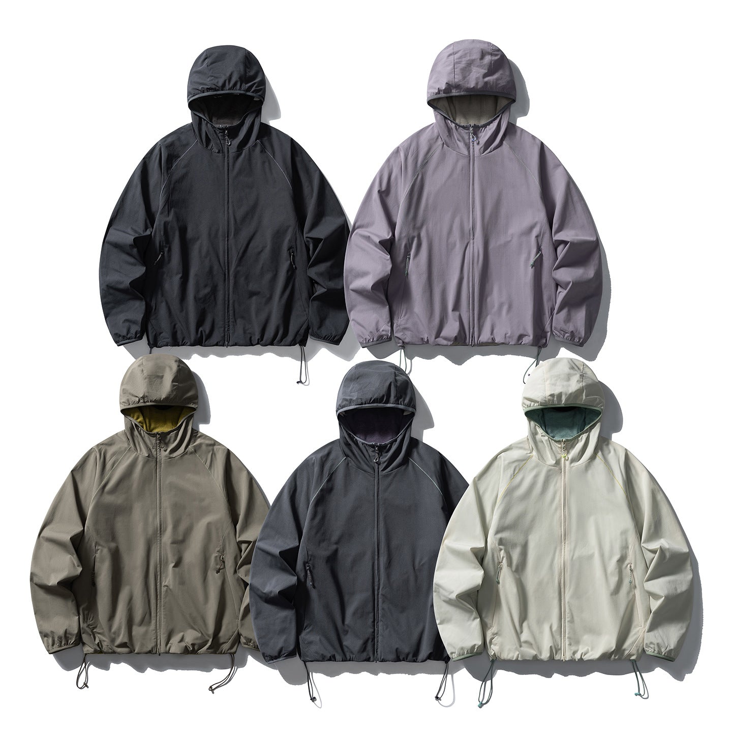 Unisex Light Hooded Softshell Jacket with Fleece-Lined Inner Hood and Adjustable Hem