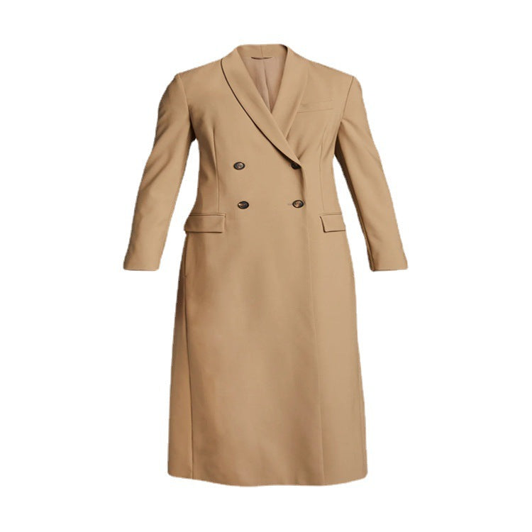 Women's Maxi Long Single-Breasted Long Coat in Minimalist Trench Style with Soft Draping Chichicherry