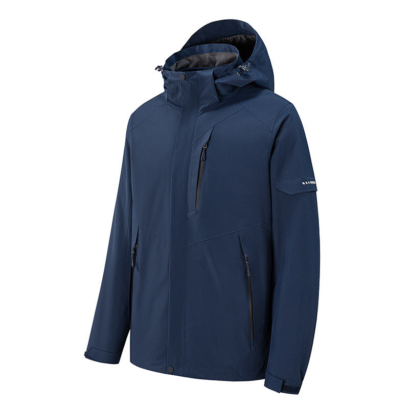 Men's waterproof three-layer softshell outdoor jacket with adjustable hood and welded zippers Chichicherry