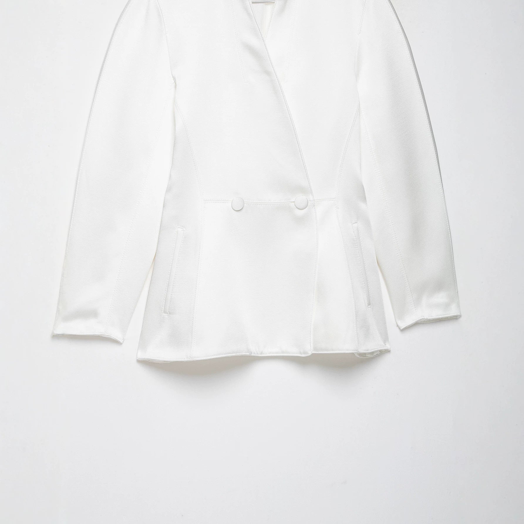 Women's Tailored Double-Breasted Blazer with Stand Collar Chichicherry