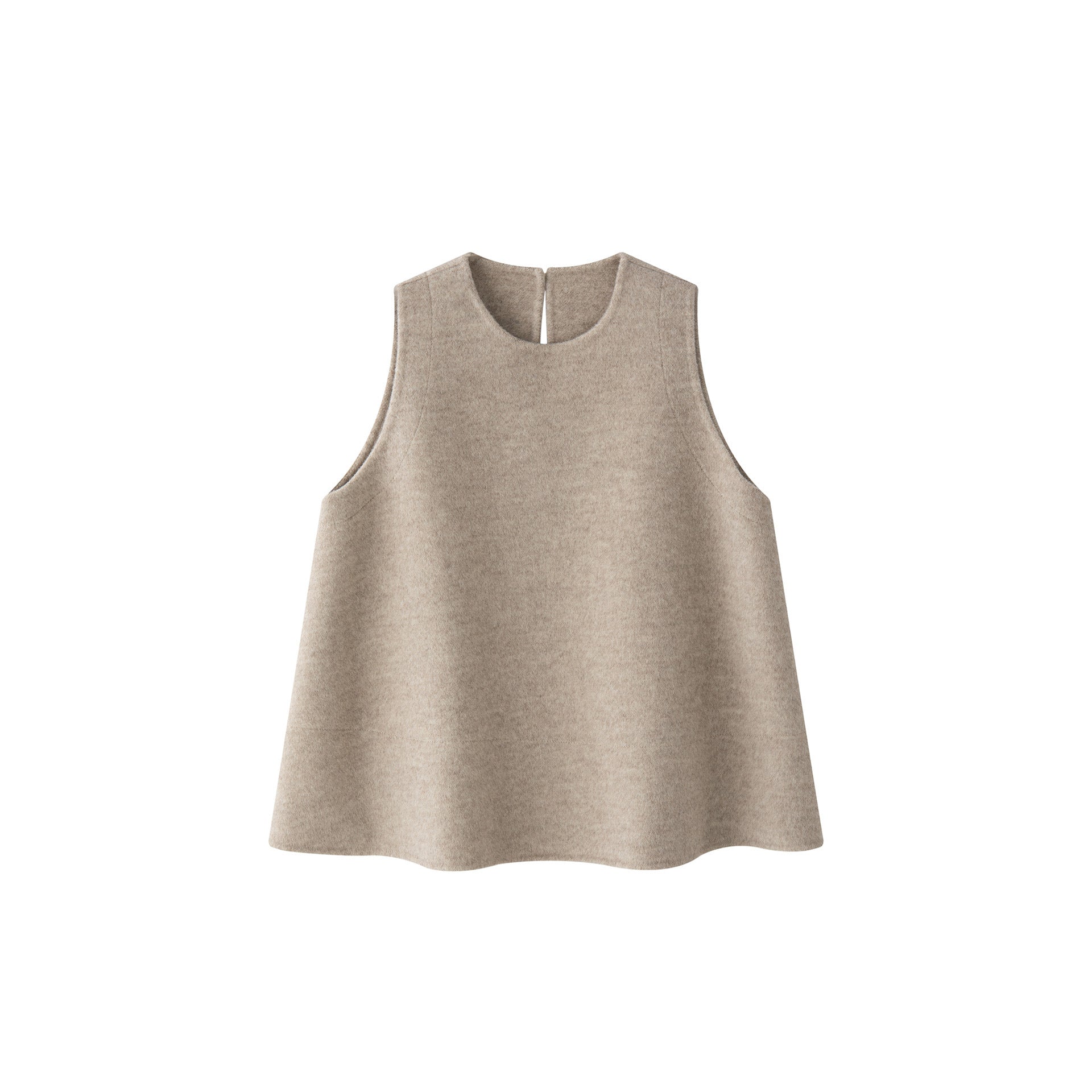 Women Boxy Wool Felt Vest with A-Line Cut and Inset Pockets Chichicherry