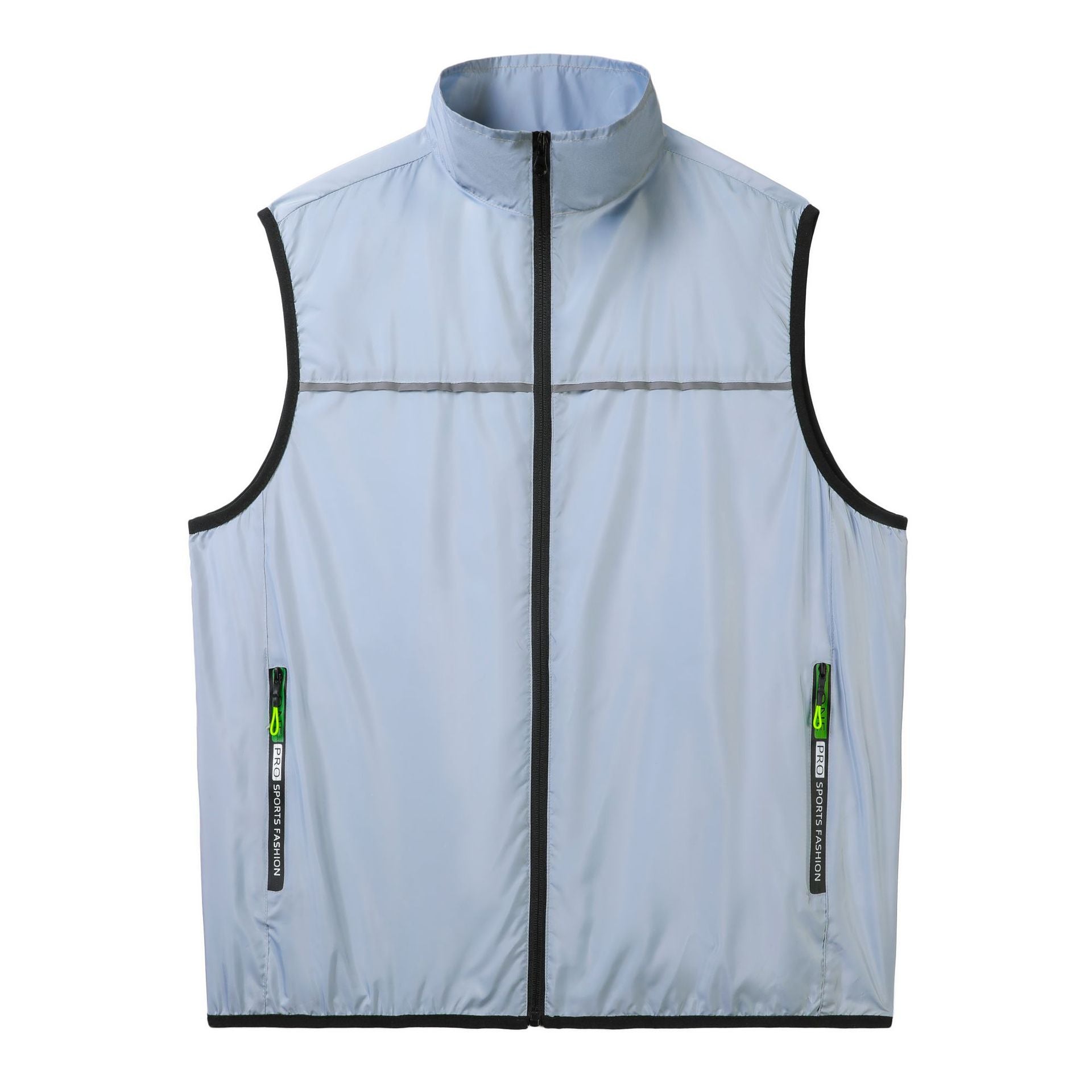Unisex nan ultra-light windproof running vest with stand-up collar and reflective piping Chichicherry