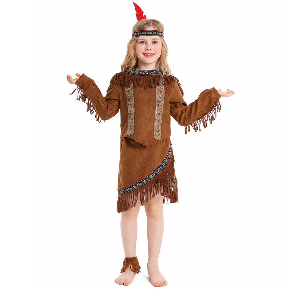 Girl Indian costume with fringes and embellished details Chichicherry