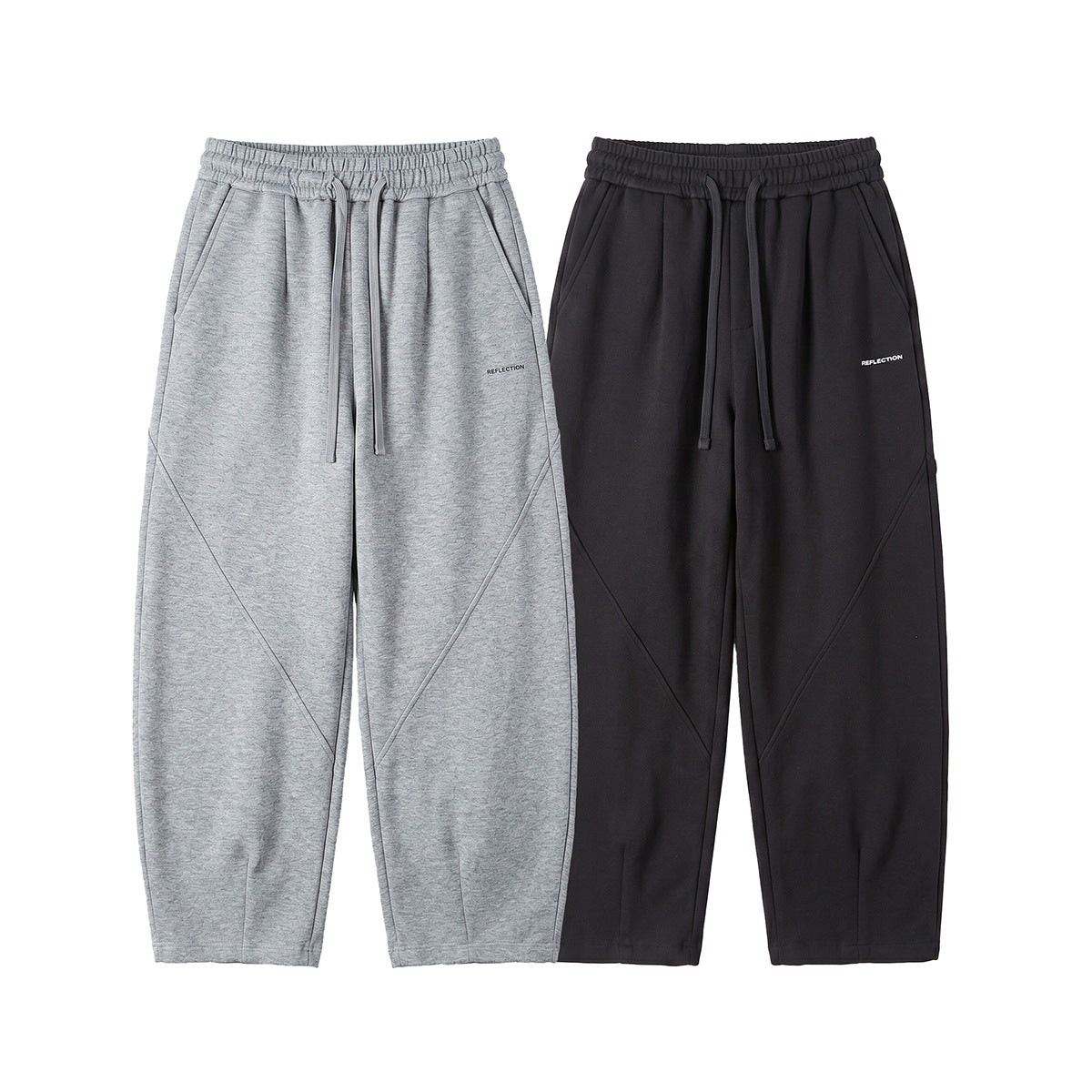 Men's loosely cut joggers with drawstring, decorative seams, and side pockets Chichicherry