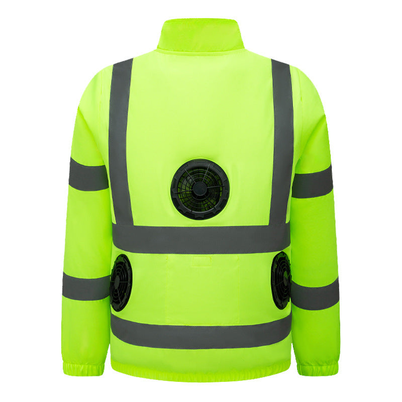 Unisex nano high-visibility warning jacket with reflective stripes and multifunctional outer pockets Chichicherry
