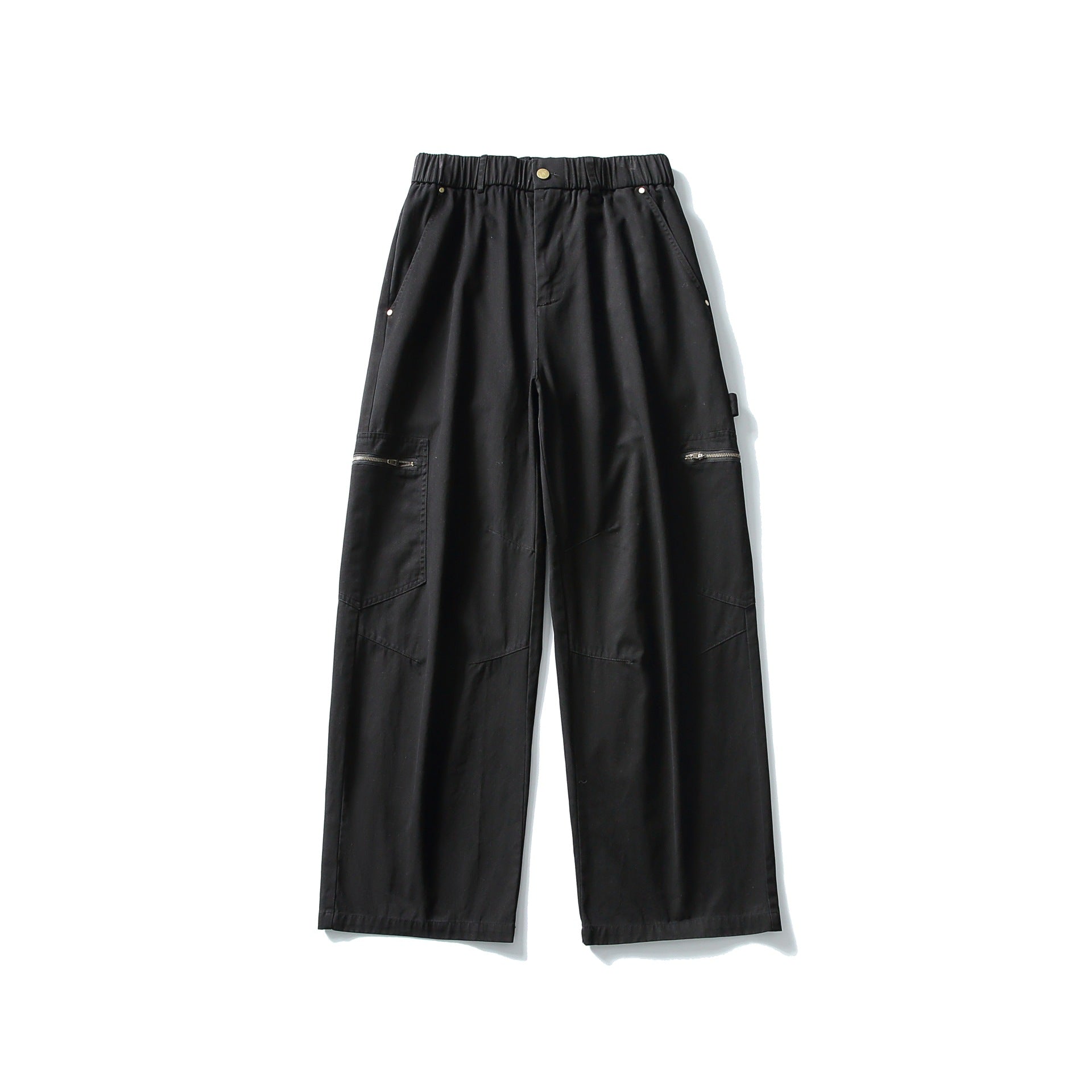 Women's Utility Cargo Pants with Wide Leg, High Elastic Waistband and Zipper Pockets Chichicherry