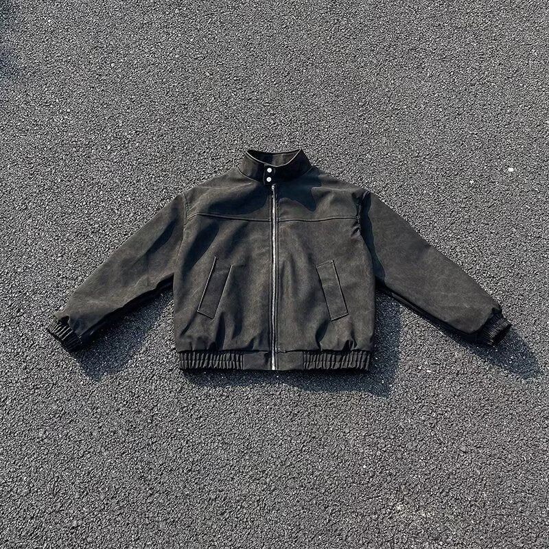 Unisex Kurz geschnittene Oversize-Bomberjacke mit Stehkragen und elastischem Saum Chichicherry