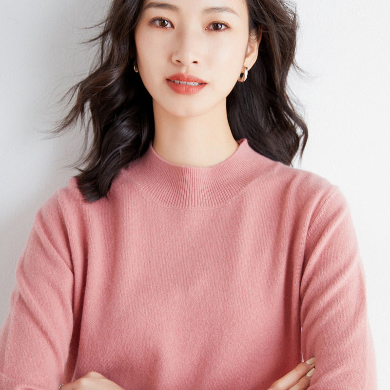 Women’s Short Turtle Neck Fine Knit Sweater with Light Mohair Effect Chichicherry