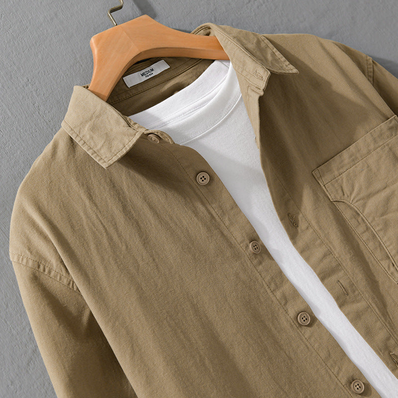 Men's casual shirt jacket made of lightweight cotton twill with a patch chest pocket and relaxed fit Chichicherry