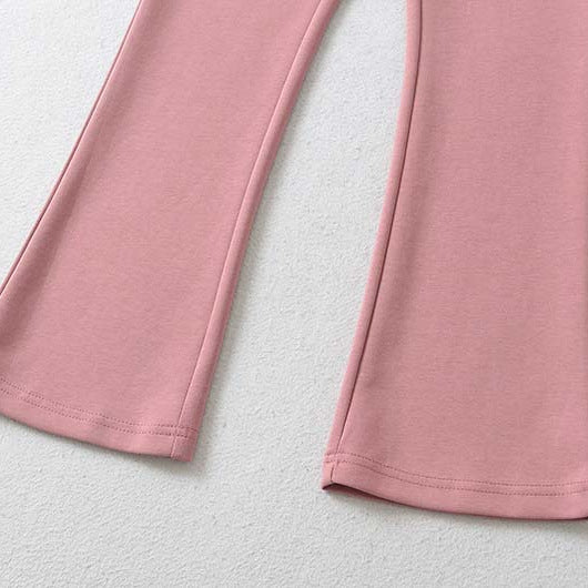 Women's High Waist Flared Pants with Stretch Jersey Waistband Chichicherry