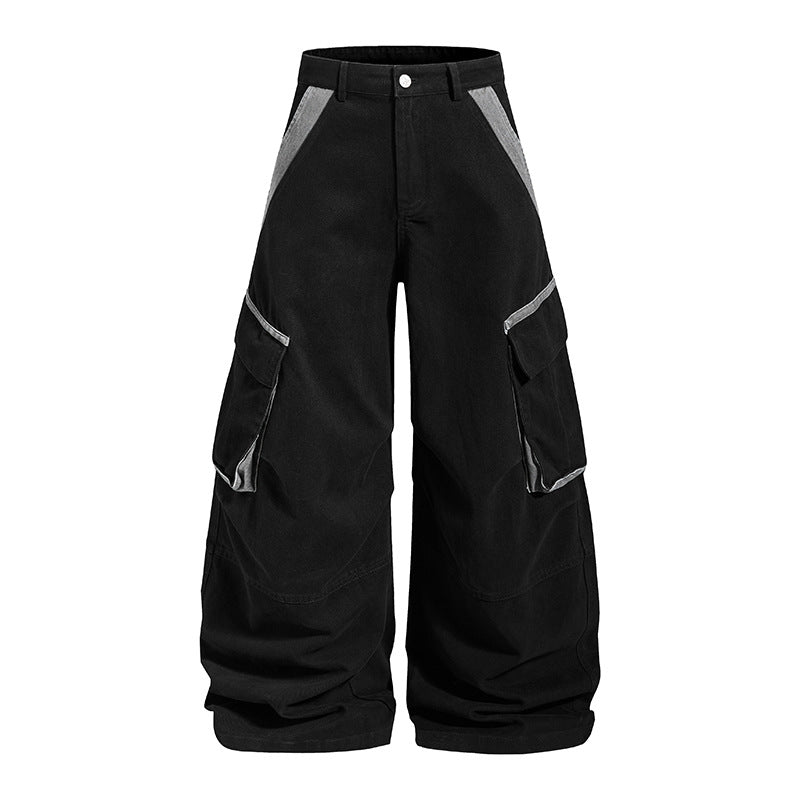 Women's Wide Cargo Culotte Pants with High Waist, Large Flap Pockets and Distinctive Stitching Details Chichicherry