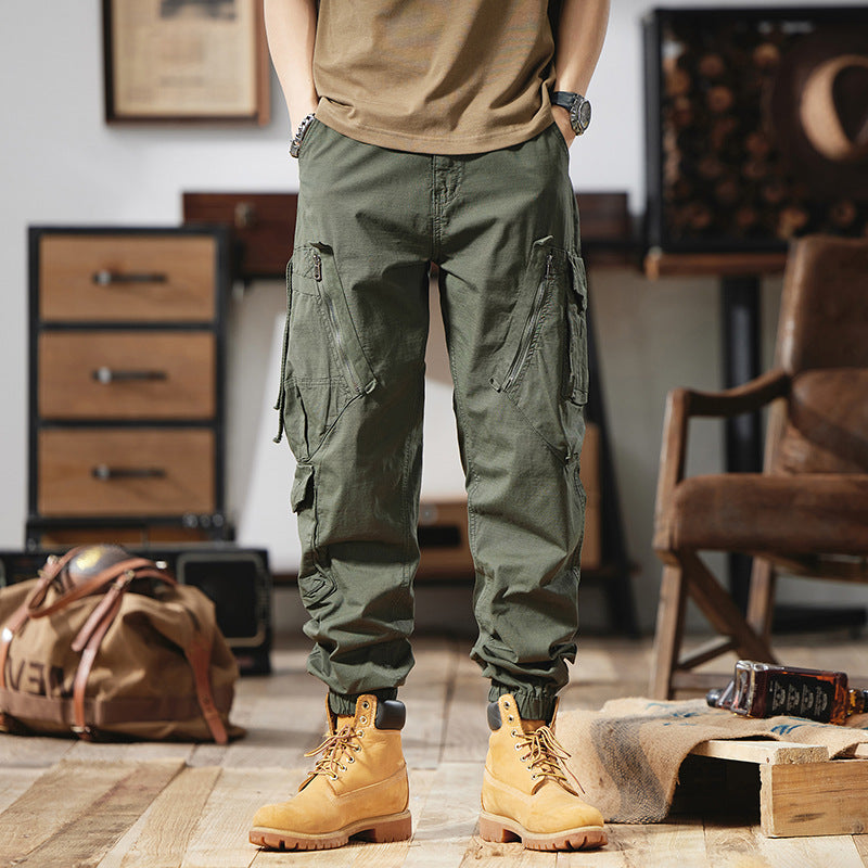 Men's multi-pocket cargo pants with zip pockets and elastic ankle cuffs Chichicherry