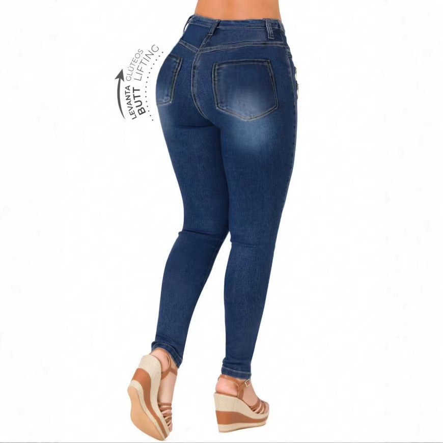 Women's Sculpting Skinny Jeans with High Waist, Push-Up Cut and Super Stretch Chichicherry