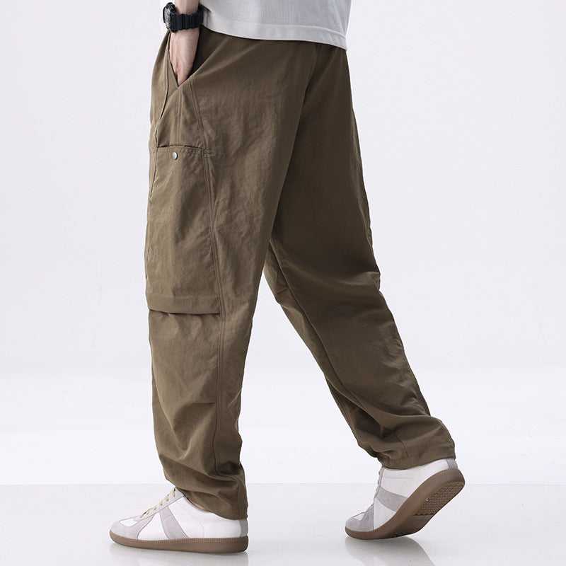 Men's cargo joggers with drawstring, elastic hem, and side utility pockets Chichicherry