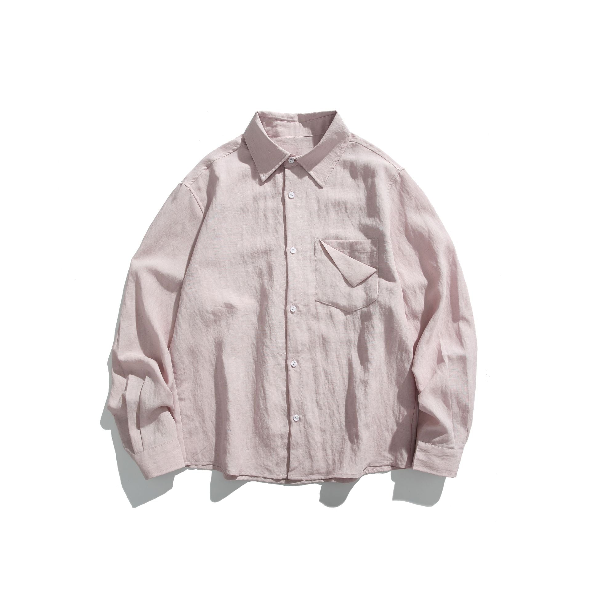 Men's Oversized Linen Blend Shirt Jacket with Chest Pocket and Kent Collar Chichicherry
