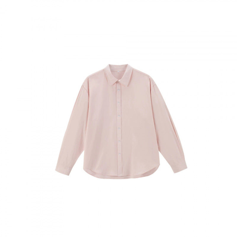 Women's Loose Oversized Blouse Shirt with Kent Collar, Full Button Placket and Rounded Hem Chichicherry