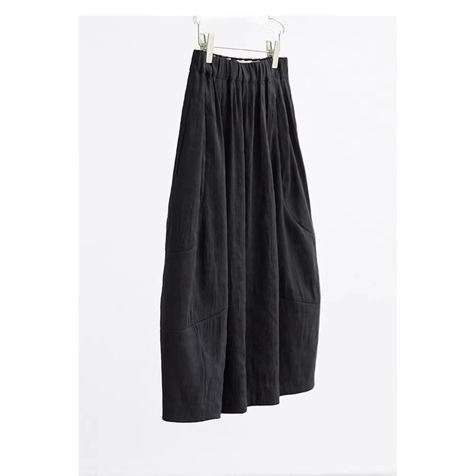 Ladies Comfortable, Loose Linen Skirt with Waist Drawstring Chichicherry