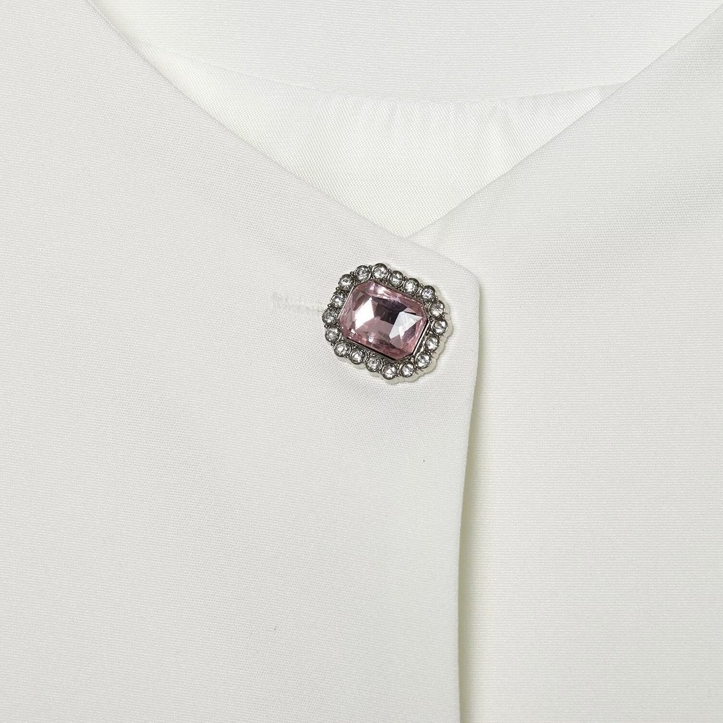 Women's Cropped Boxy Jacket with Decorative Buttons and Round Neckline Chichicherry