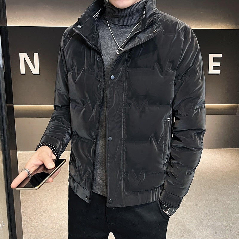 Men's short-cut quilted thermal jacket with stand-up collar and concealed zipper Chichicherry