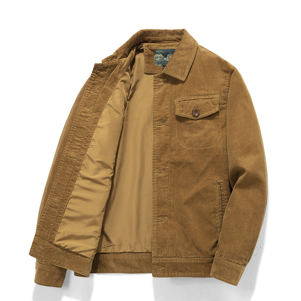 Men's cord jacket in worker style with quilted lining Chichicherry