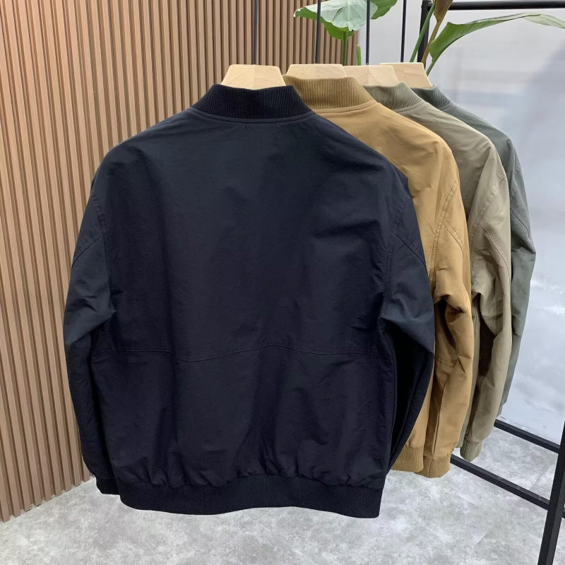 Herren Leichte Utility-Bomberjacke mit Reißverschluss, Multifunktions-Taschen und Rippbündchen Chichicherry