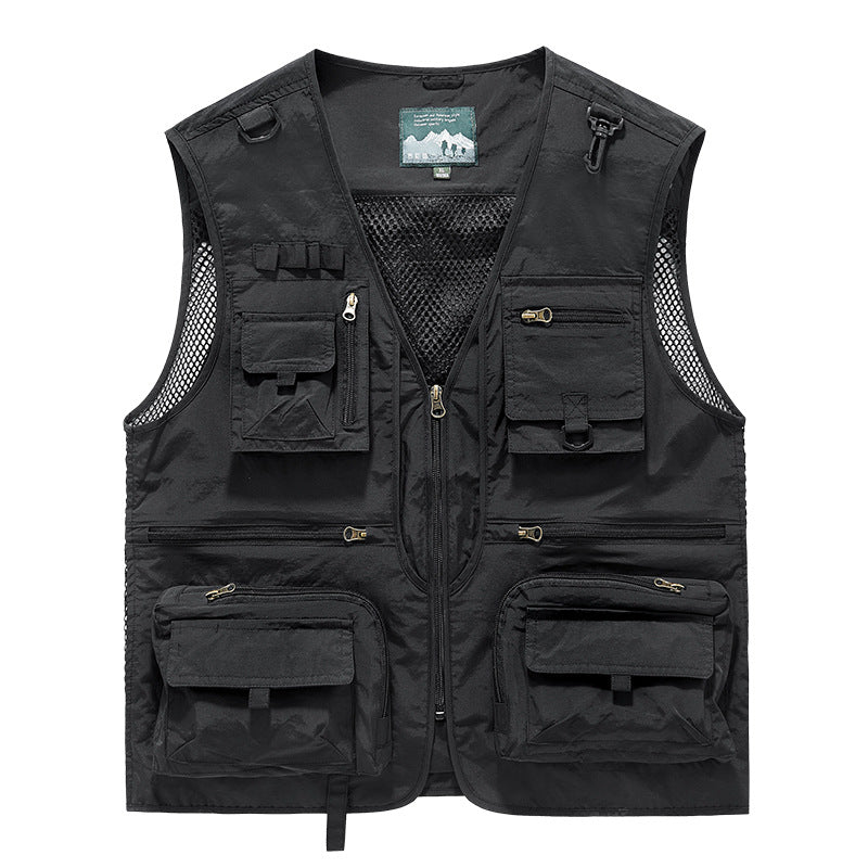 Men's multifunctional fishing and utility vest with mesh inserts and multiple pockets Chichicherry
