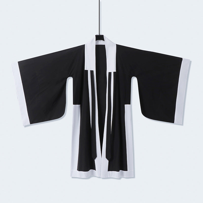 Unisex Oversize Kimono-Cardigan with contrast trim, tie belt and patch pockets Chichicherry