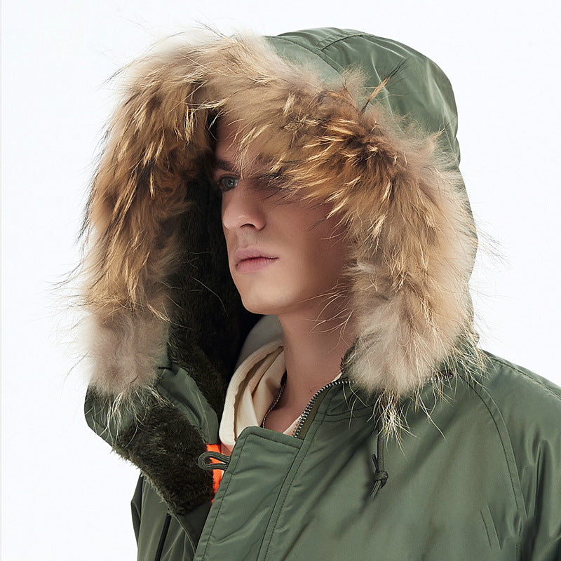 Men's Heavy Thermal Parka in Expedition Style with Faux Fur Hood and Multi-Pockets Chichicherry