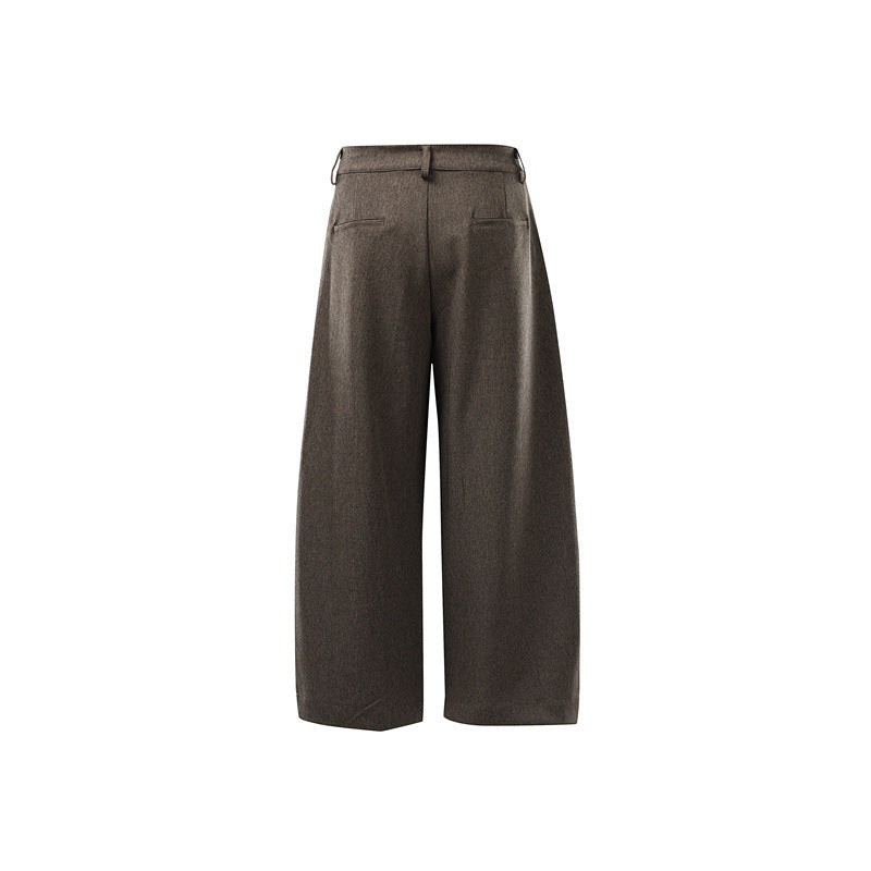 Women High-Waisted Culotte Pants with Center Seam, Crease and Double Button Waistband Chichicherry