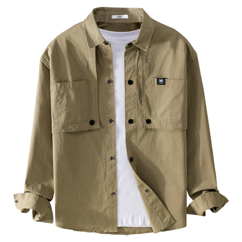 Men's cotton overshirt with snap button placket, double chest pockets and relaxed fit Chichicherry