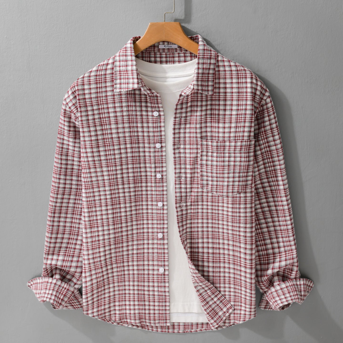 Men's Checked Flannel Overshirt in Relaxed Fit with Chest Pocket Chichicherry