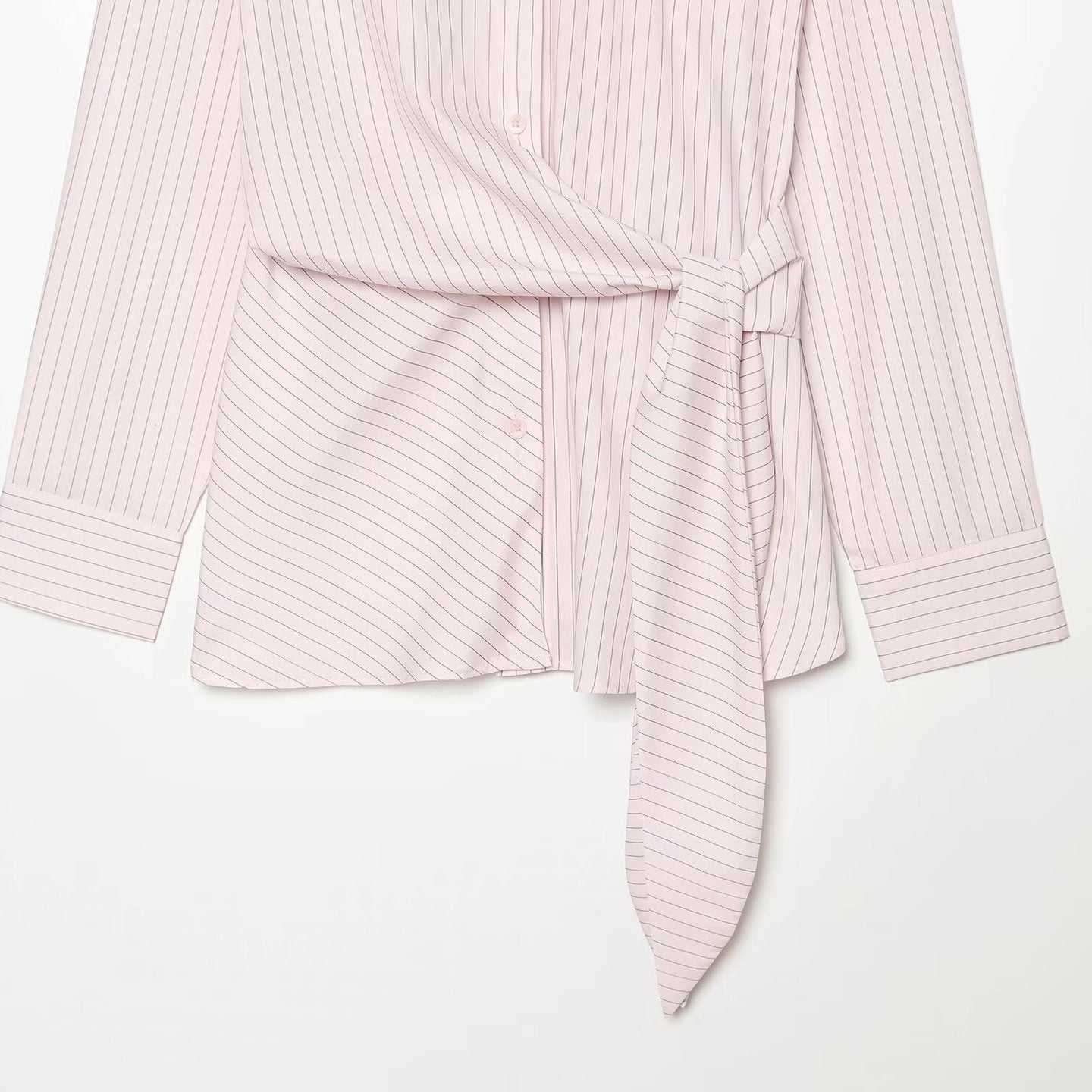 Women's shirt blouse with waist bow and pinstripe design Chichicherry