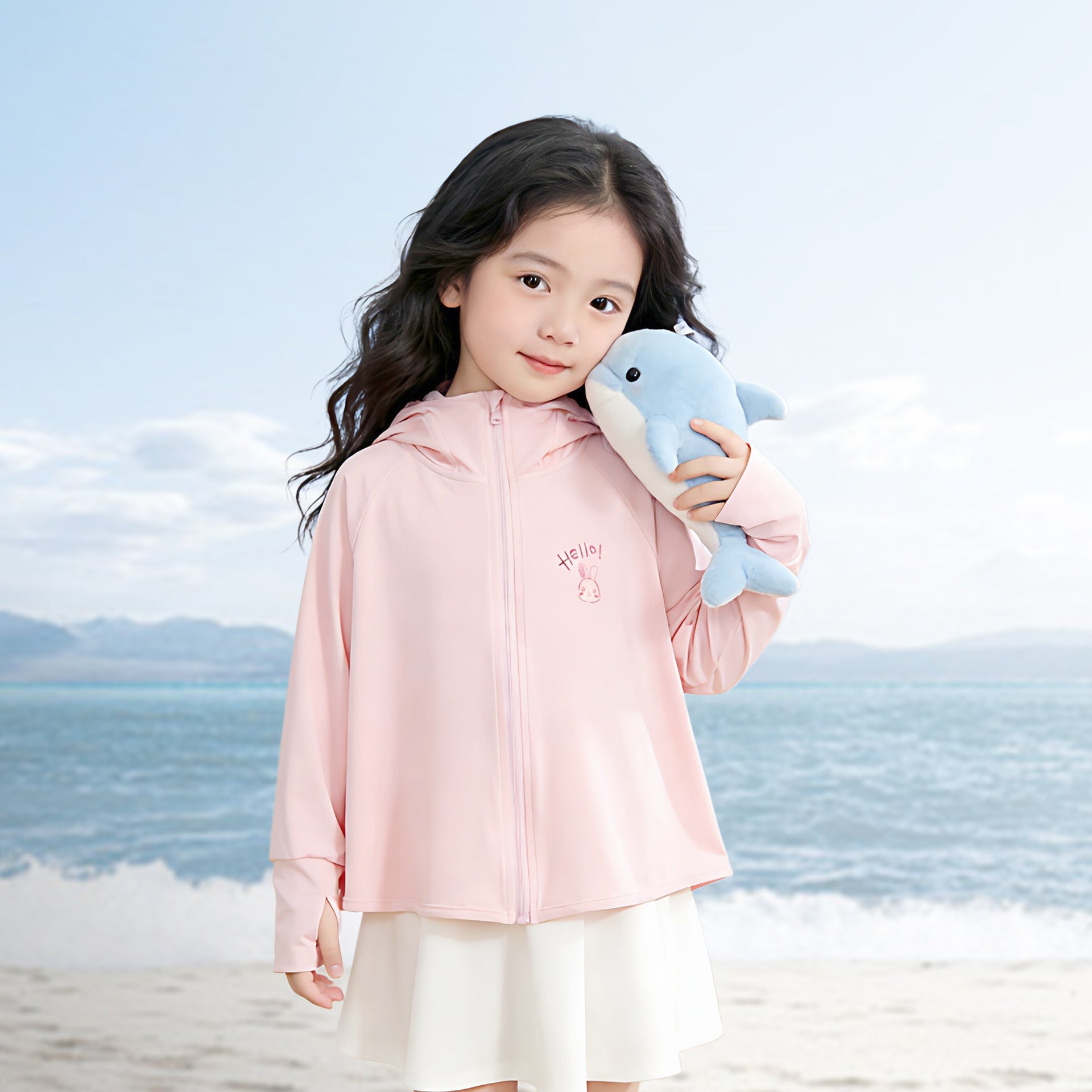 Children's sun protection jacket with hood and breathable fabric Chichicherry