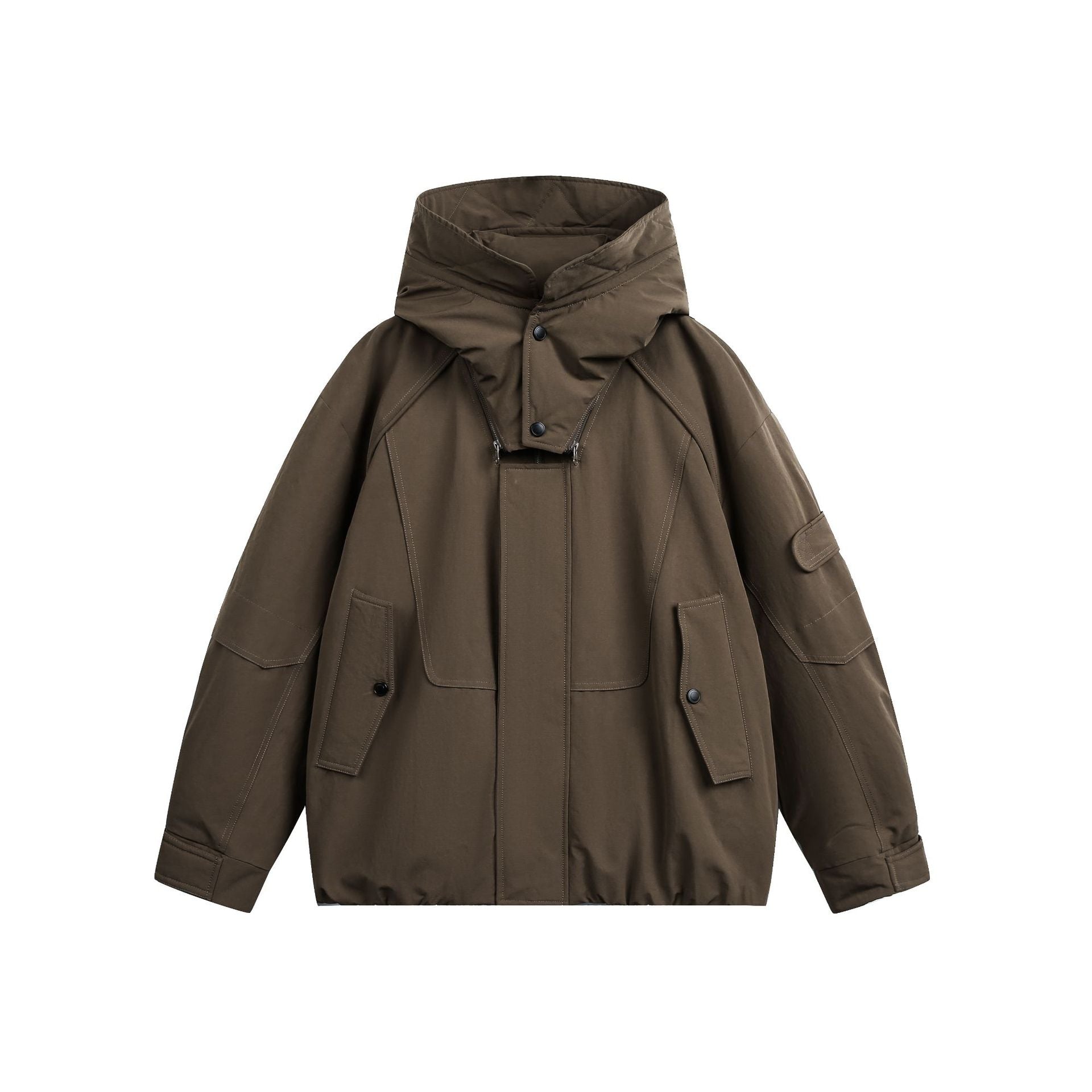 Men's Oversize Functional Parka with High Stand-Up Hood and Utility Pockets Chichicherry
