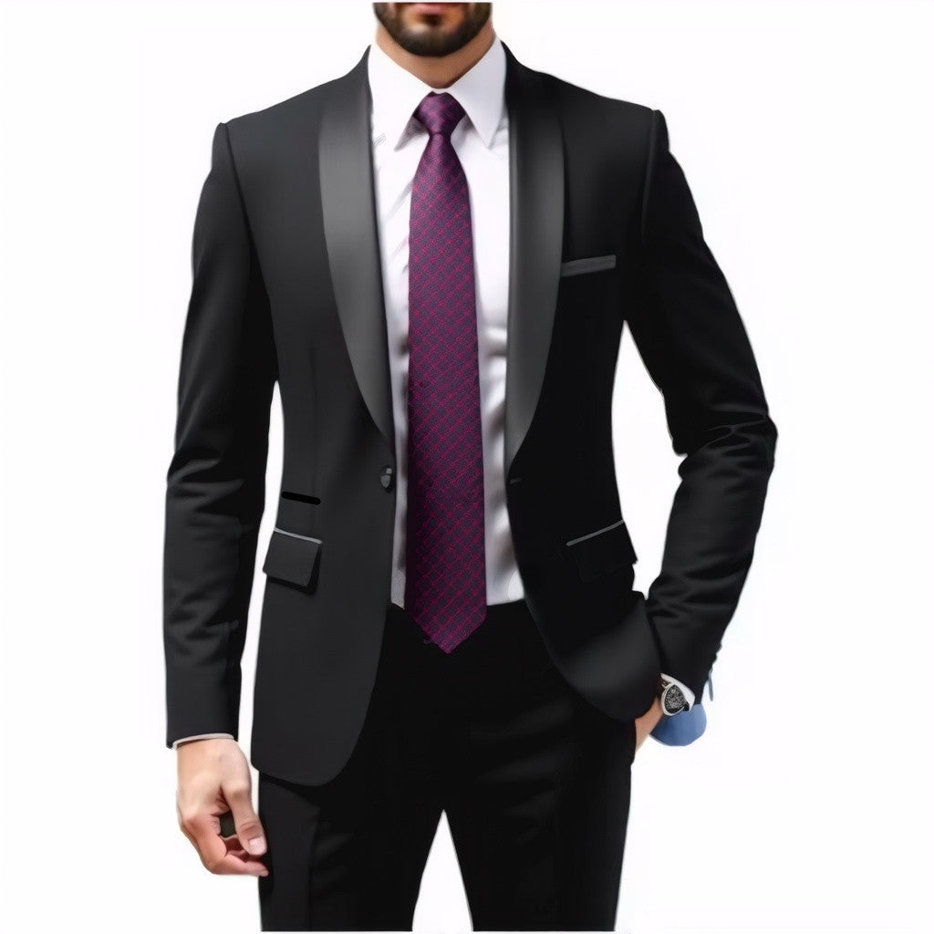 Men's Slim Fit Tuxedo with Shawl Collar and One-Button Jacket Chichicherry