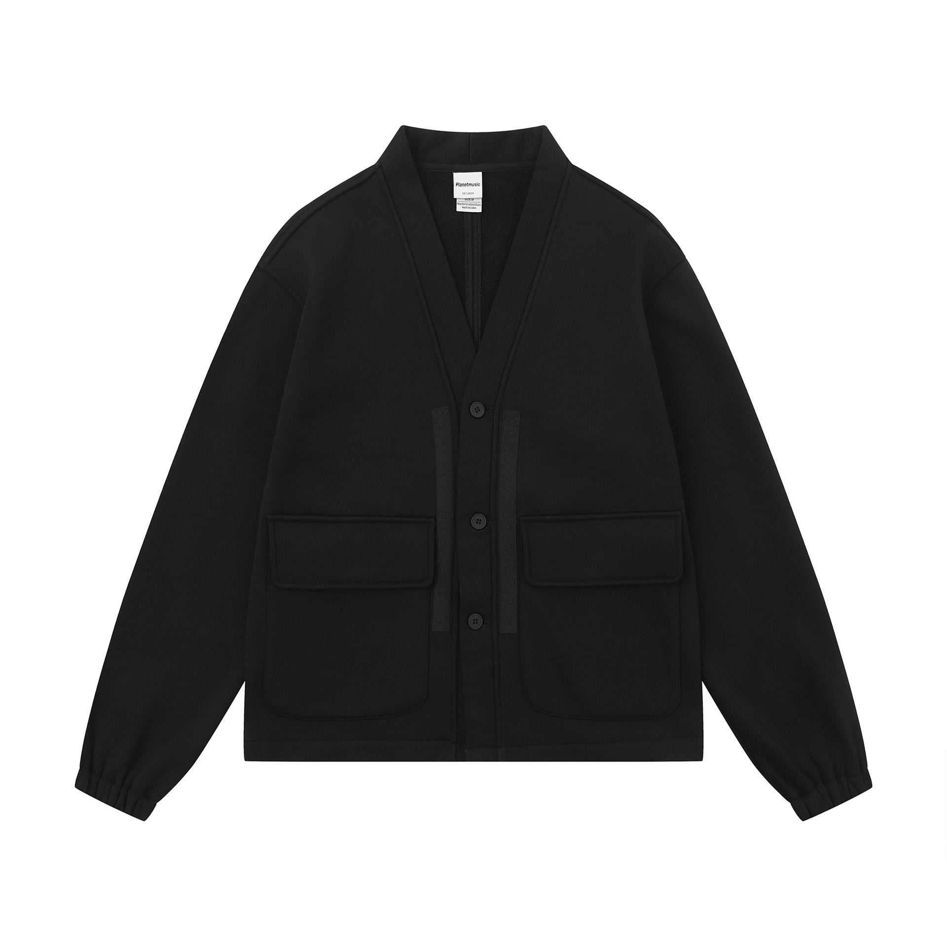 Unisex Oversize Sweat Jacket with Shawl Collar and Patch Pockets Chichicherry