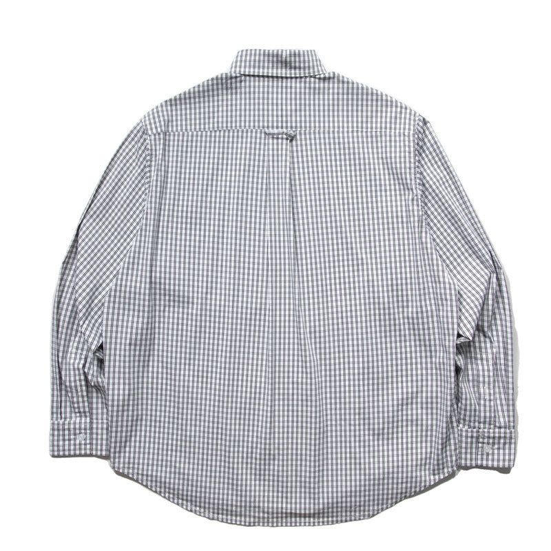 Men's Oversized Checked Shirt in Boxy Cut with Button-Down Collar and Curved Hem Chichicherry