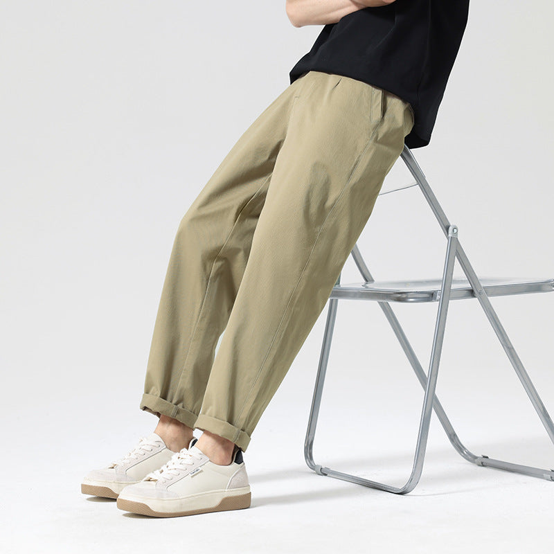 Men's Modern Relaxed-Fit Casual Chino with Lightweight Stretch and Turned-Up Hem Chichicherry