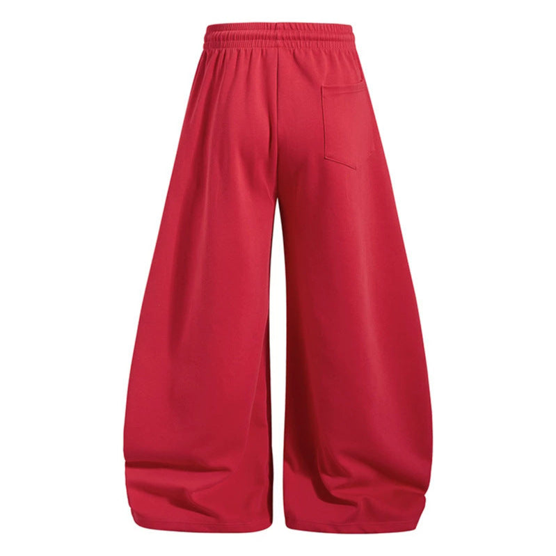 Women Wide Palazzo Sweatpants with Elastic Waistband, Drawstring and Creative Allover Prints Chichicherry