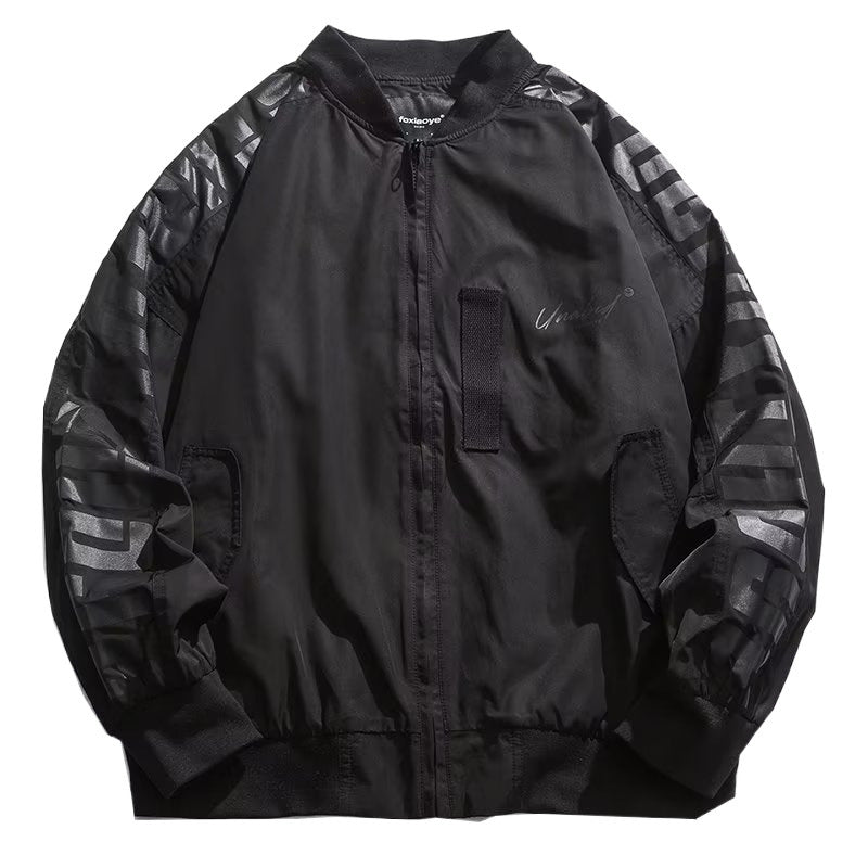 Unisex Leichte Oversize-Bomberjacke aus Nylon mit reflektierenden Ärmeln und Rippbündchen Chichicherry