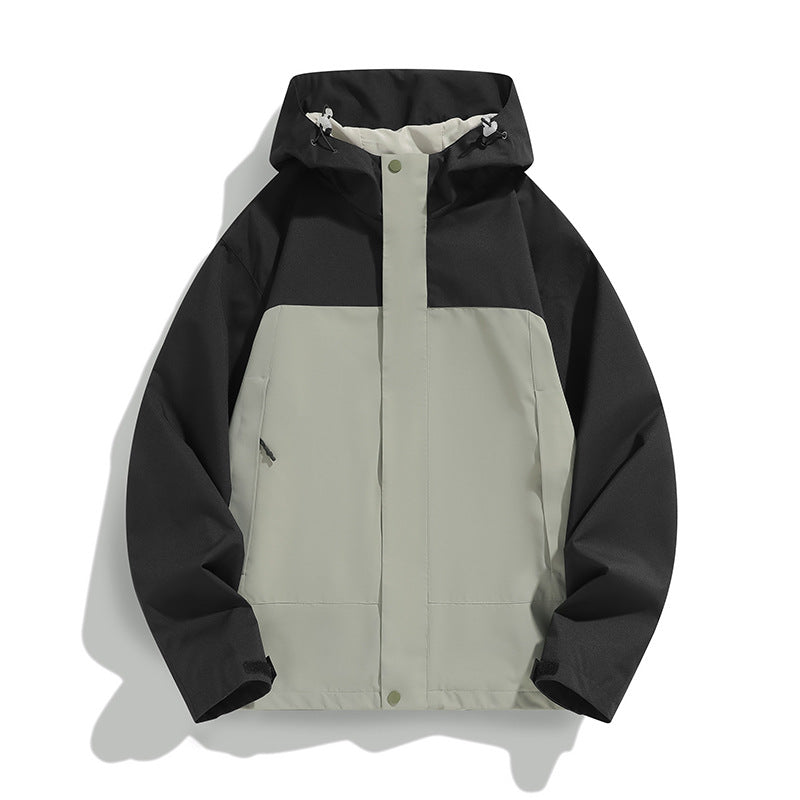 Men's Two-Tone Softshell Field Jacket with Hood, Windproof Outer Material and Minimalist Side Pockets Chichicherry